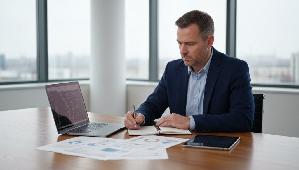 IT security audit professional conducting security control evaluation