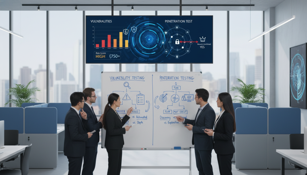 Security Assessment Comparison between vulnerability and penetration testing methodologies