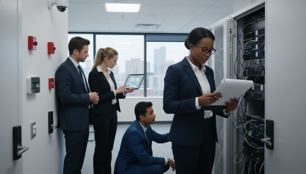 Security infrastructure examination process with documentation and on-site inspection