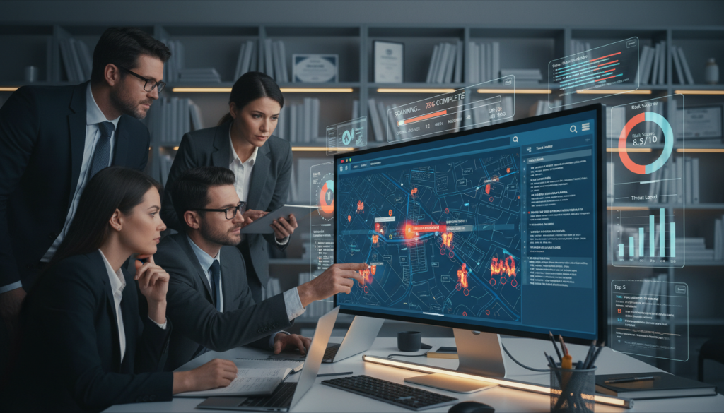Website Security Scan process showing vulnerability detection